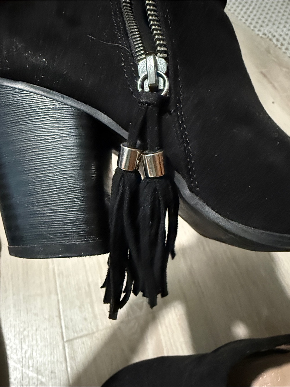 Lauren Conrad Black Suede Ankle Boots with Tassel Accent - Picture 7 of 7